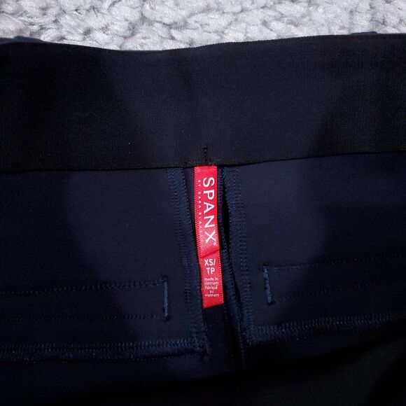 Spanx Ankle Piped Skinny Perfect Pants Navy Blue Size XS High Rise - Picture 5 of 12